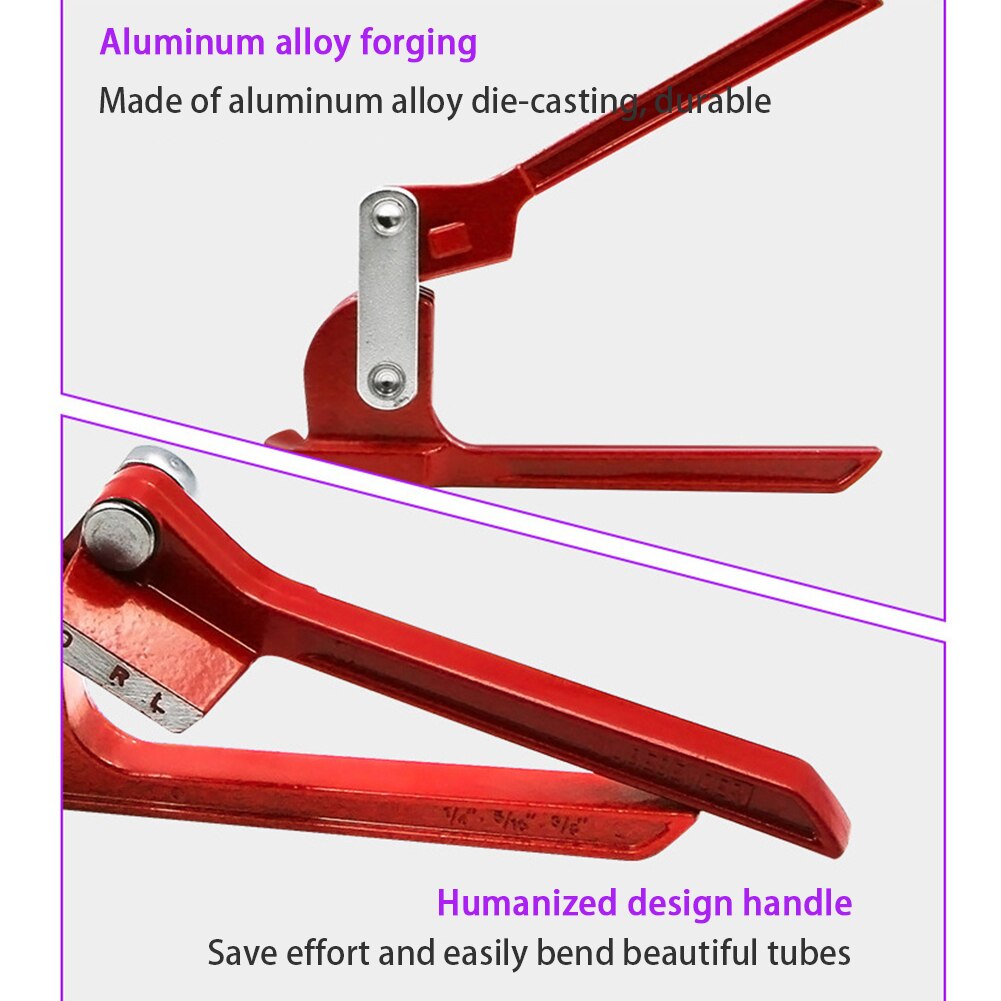3 In 1 180 Degree Practical Machine Manual Bending Red Aluminum Alloy Elbow Tool Tube Bender Pipe Labor Saving Air Conditioner