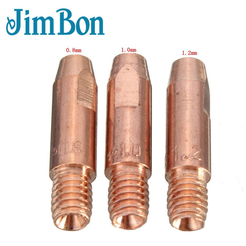 JimBon 10 Pcs MB 24KD M6 MIG/MAG Welding Torch Contact Tip Gas Nozzle Holder 0.8/1.0/1.2mm M6*27mm