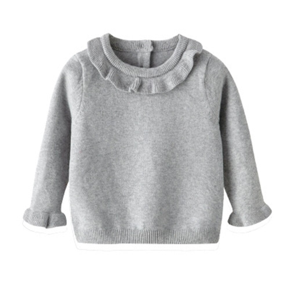Baby sweater pige vinter langærmet varm forårs strikket baby pige sweater piger pullover top flæse sweater prinsesse tøj: Grå / 12m