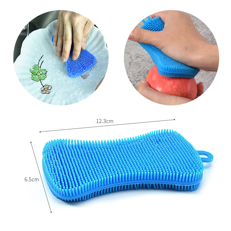 3pz Spazzola per lavare i piatti in silicone Pentola Spugna lavasciuga Tampone abrasivo in silicone Pentola per frutta Spazzole per lavare Strumento per la pulizia della cucina