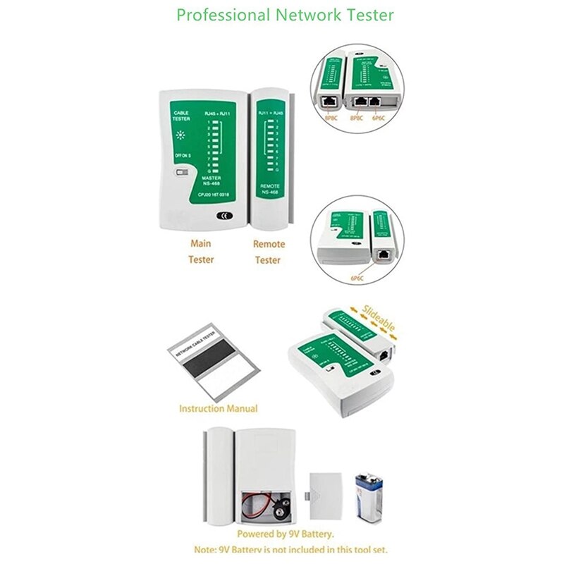 11 in 1 Network Cable Repair Maintenance Tool Kit Set Phone Cable Crimper 8P8C 6P4C Connectors RJ45 RJ11 Network Tester