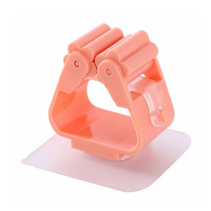 2pcs Kitchen Mop Rack Bathroom Organizer Wall Mounted Shelf Hook Broom Holder Hanger Behind Doors/On Walls Kitchen Storage Tool: 1pc Pink