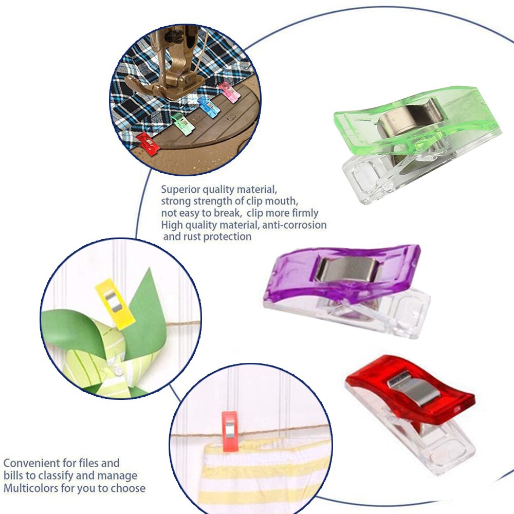 Sewing Clips Quilting Clips Plastic Clips Sewing Fabric Clamps Patchwork Craft Clips Multicolor Clothing Clip Holder 10/20/50Pcs