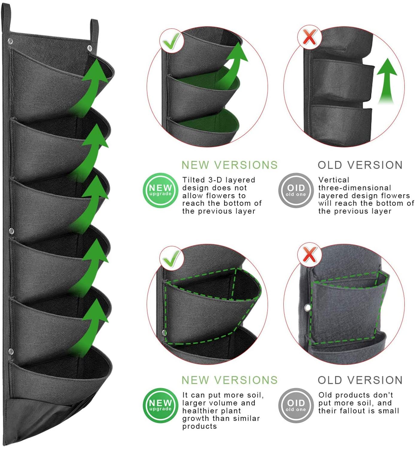 Bolsa colgante Vertical para cultivo de jardín, maceta de flores, impermeable, montaje en pared, bolsa colgante para maceta, uso interior y exterior