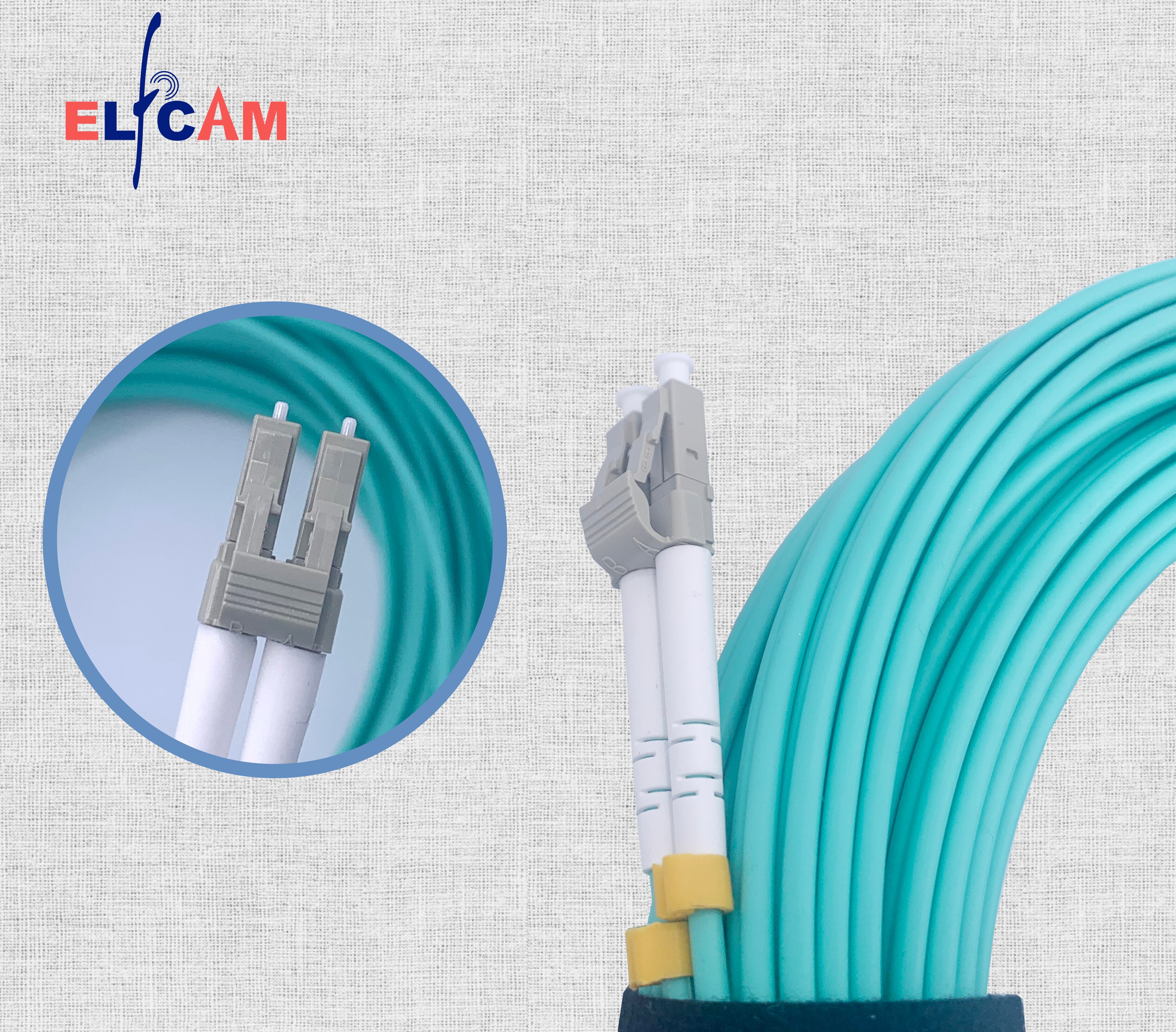 Elfcam Câble Fibre Optique OM3 LC/UPC Duplex Multimode 50/125µm LSZH 20M - Réseau 10Gb