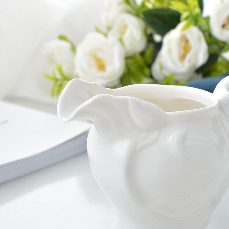 Milk Cup Milk Cans Ceramic Milk Cup Milk Cans Hotel Western Restaurant Cafe Pure White Embossed Lotus Cup