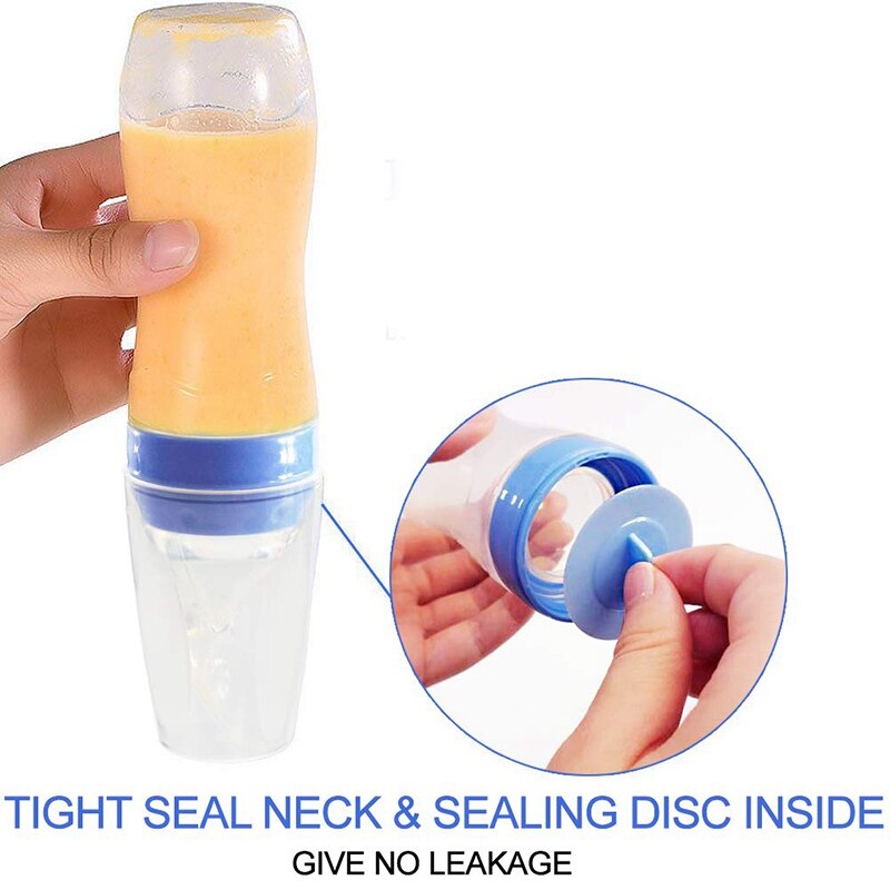 2 uds cuchara dispensadora de silicona para comida de bebé (120Ml, Ideal para bebés de 4 meses)-comedero para exprimir con cuchara-botella de cuchara para bebé