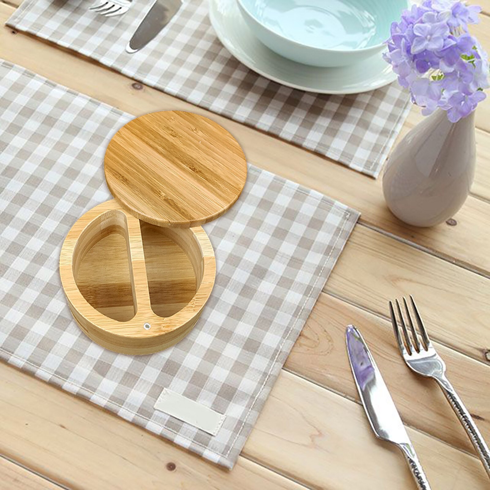 Storage Boxes Salt Box Wooden Bamboo Storage Box With Magnetic Swivel Lid Container For Kitchen Storage Containers Salt Box