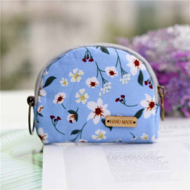 Nueva cartera Floral de algodón con cremallera y flores, monederos de mano informales para mujer, Mini bolso, llavero, monedero Retro, billeteras para chica: style 4