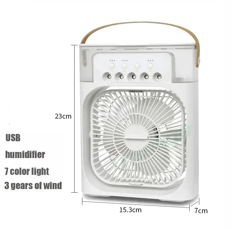 ventilador 3 en 1, aire acondicionado, Enfriador de aire pequeño para el hogar, luz LED nocturna, humidificador portátil, ventilador de ajuste de aire, ventilador para oficina y hogar: Blanco