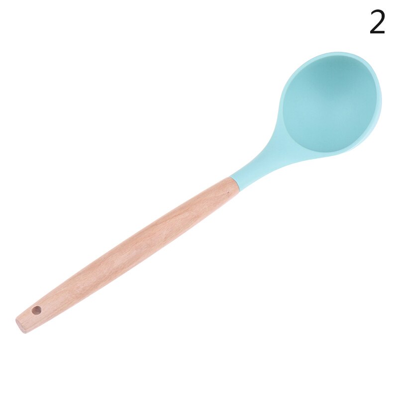 Silicone Wood Turner Soup Spoon Spatula Brush Scraper Pasta Server Egg Beater Kitchen Cooking Tools Kitchenware