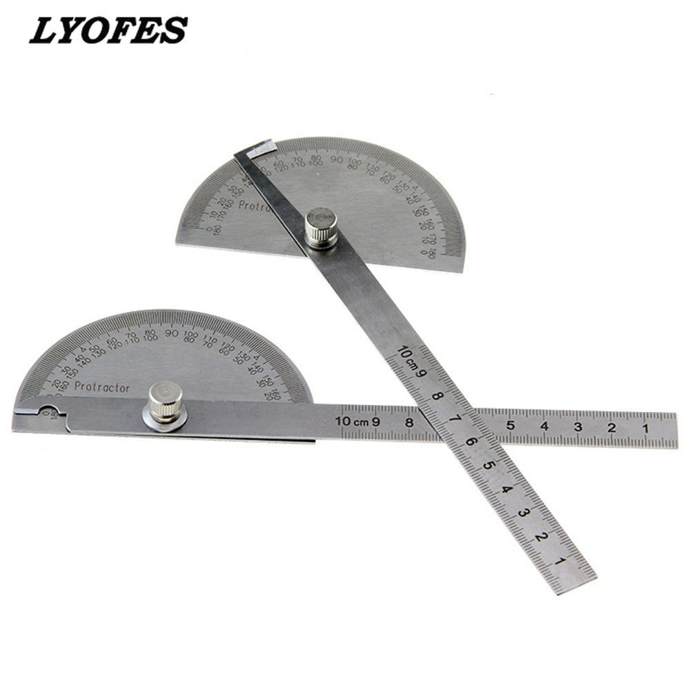 Stainless Steel Protractor Round Head Rotary Angle Rule metal Arm Ruler Adjustable Multifunction Mathematics Measuring Tool