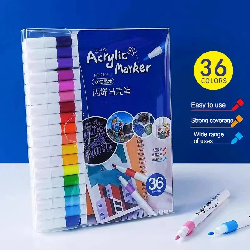 12-60 Colors Acrylic Markers Pen Set Paint Art Marker Soft Tip Pen for Children Stone Paint Ceramic Glass Wood Fabric Painting: Pink