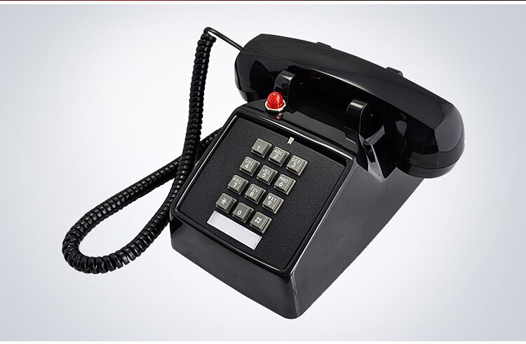 Teléfono antiguo rojo HA(25)T(2), campana de Metal fija clásica decorativa: Negro
