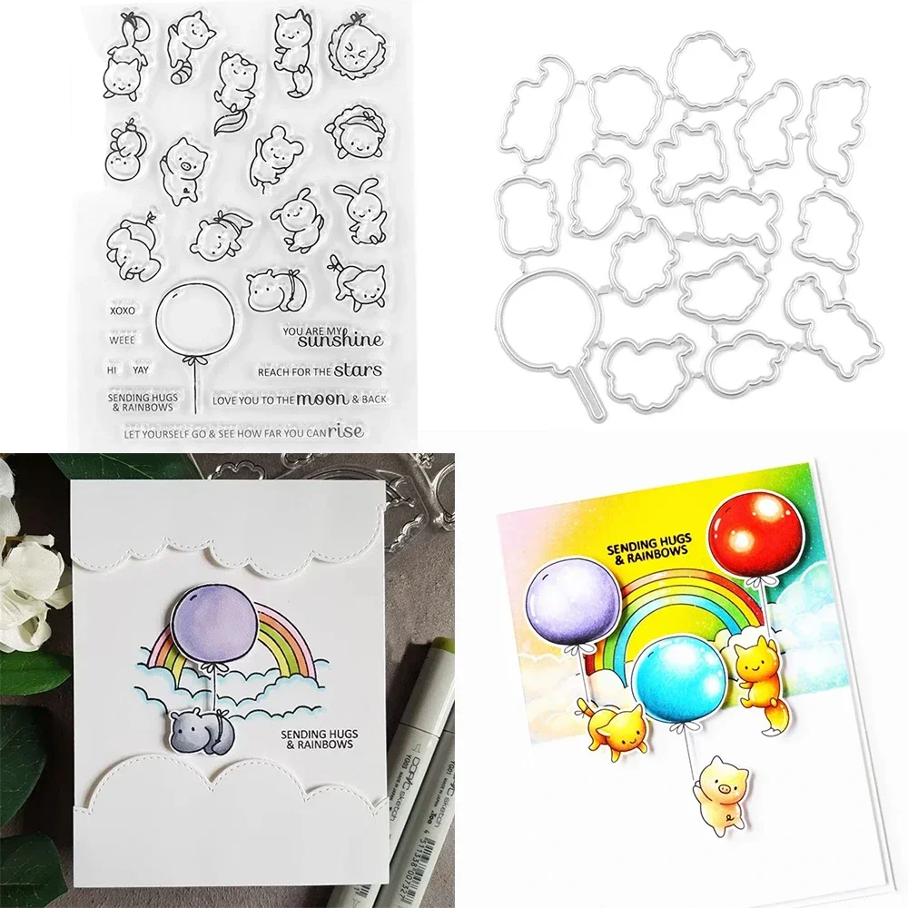 Ballonbos Sea Whale Peckish Knuffels Stempels en Stansmessen Zonnebloemen Alle Ingebouwde Stempel Voor DIY Scrapbooking Kaarten Maken: lichtgeel