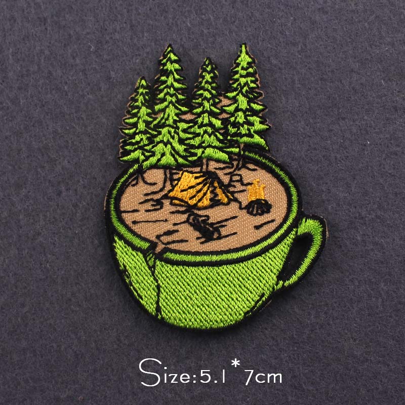 Wildernis Patches Op Kleding Mountain Borduren Patch Natuur Adventure Ijzer Op Patches Voor Kleding Reizen Patch Outdoor Badge: Zilver