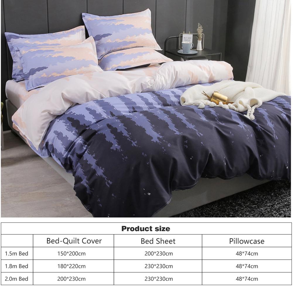 4pcs Simple Bedding Set Banana Leaf Printing Duvet Cover Bed Sheet Print Quilt Duvet Cover Flat Bed Sheet Pillowcase: J / 200X230cm