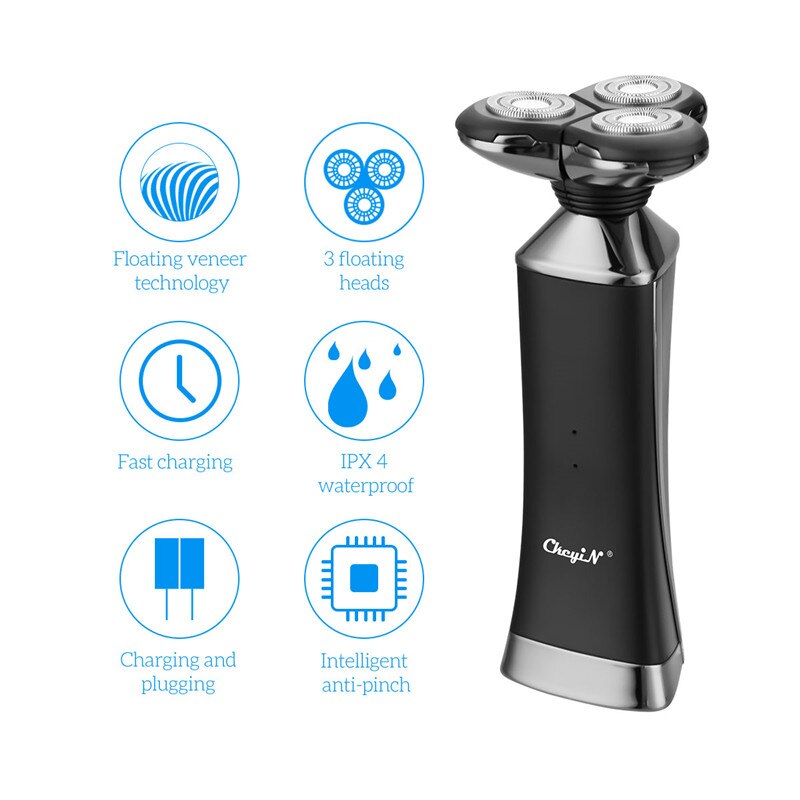 Washable USB Rechargeable Electric Shaver 3D Floating Triple Blade Electric Razor Face Care Shaving Machine Men Beard Razor
