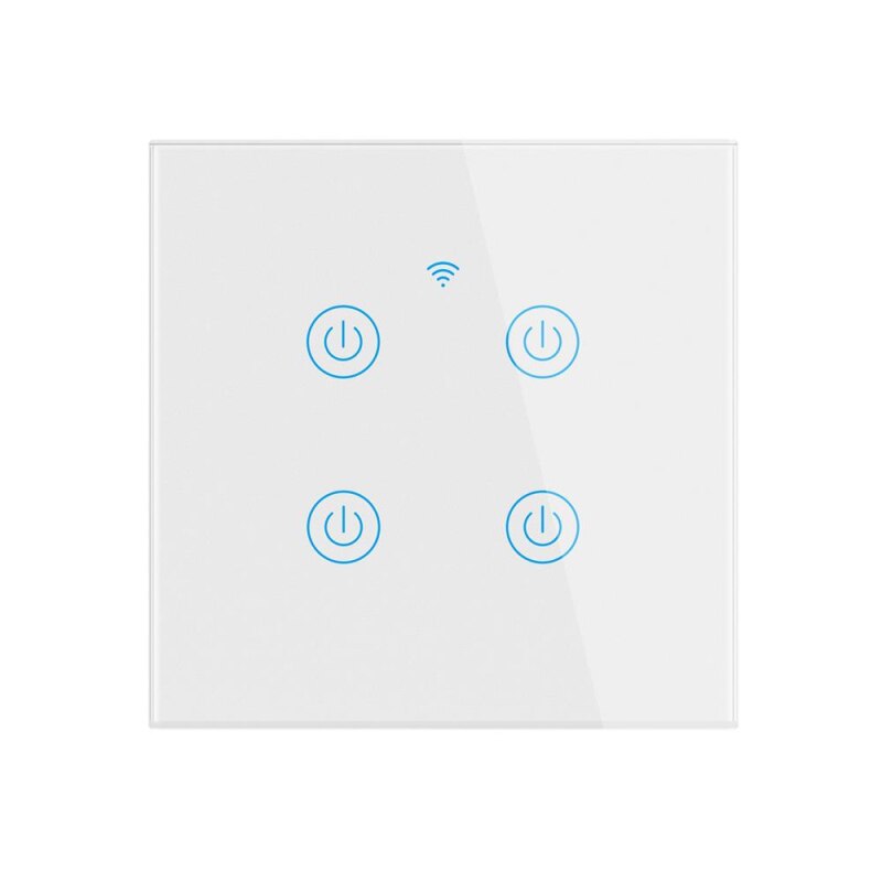 1/2/3/4 Gang WiFi Smart Light Switch 170-240V Touch Wireless Remote Control Home Wall Button For Alexa And Google Home Assistant: White 4Gang