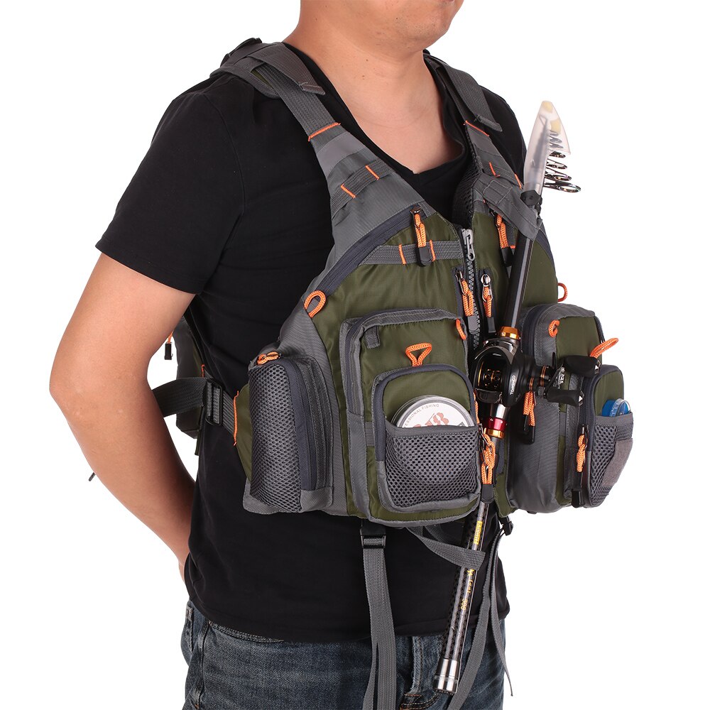 ​Lixada Outdoor Fishing Vest Pack Multi Pocket Breathable Mesh Drifting Fishing Vest Waistcoat Jacket Coat Unpadded Green