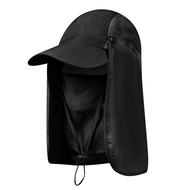 Gorros de solapa de nailon de secado rápido con correa de barbilla de 360 grados parasol protección UV cara plegable máscara: B