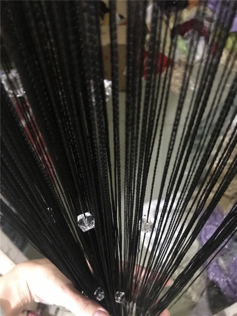 Beaded Curtain String Beads Door Curtains Thread Window Wall Panel Room Divider Doorway Home Living Room Wedding Decor: black