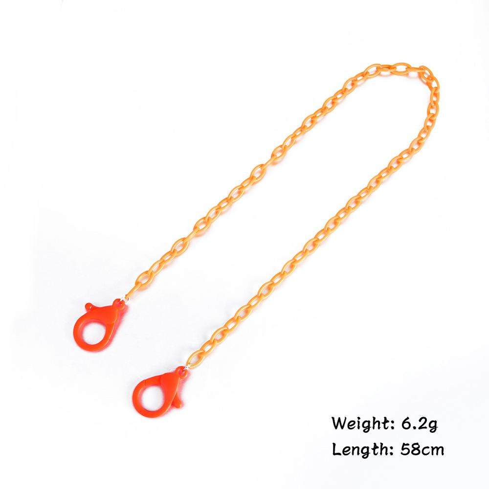 Teamer ansigtsmaske lanyards med store hummer klap farverige akryl briller kæde til børn solbriller strop kæde til maske 58cm: Orange