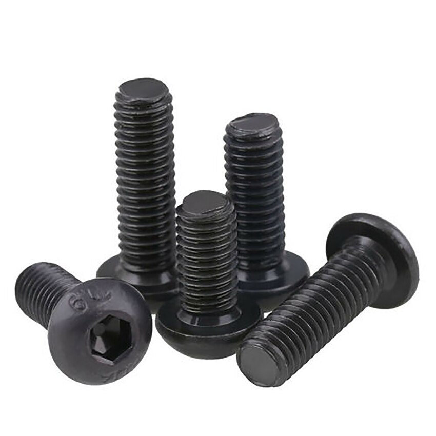 20Pcs M1.6 Button Head Hex Socket Screws DIN7380 Allen Bolts Black Zinc Plated High Tensile Grade10.9 Carbon Steel