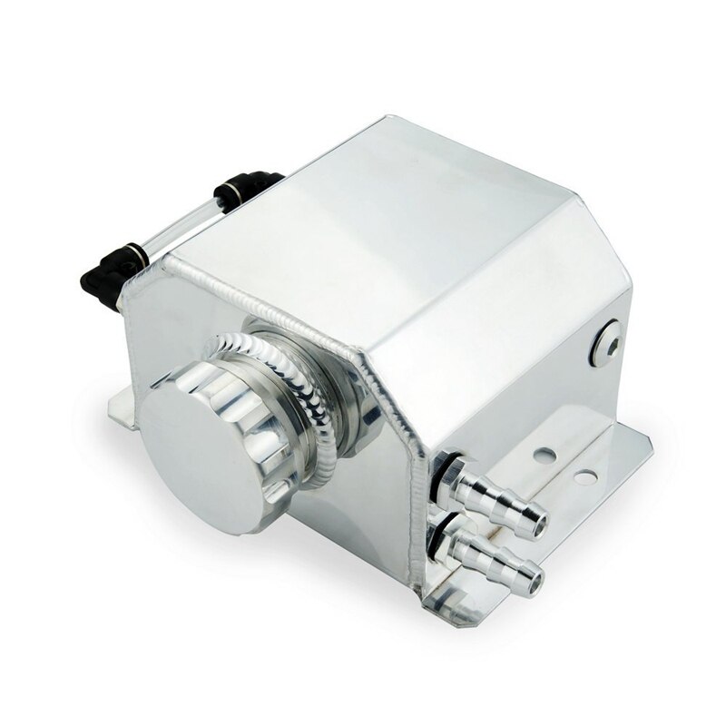 Universal 1L Aluminum Auto Radiator Coolant Expansion Alloy Tank With Drain Plug 1000Ml