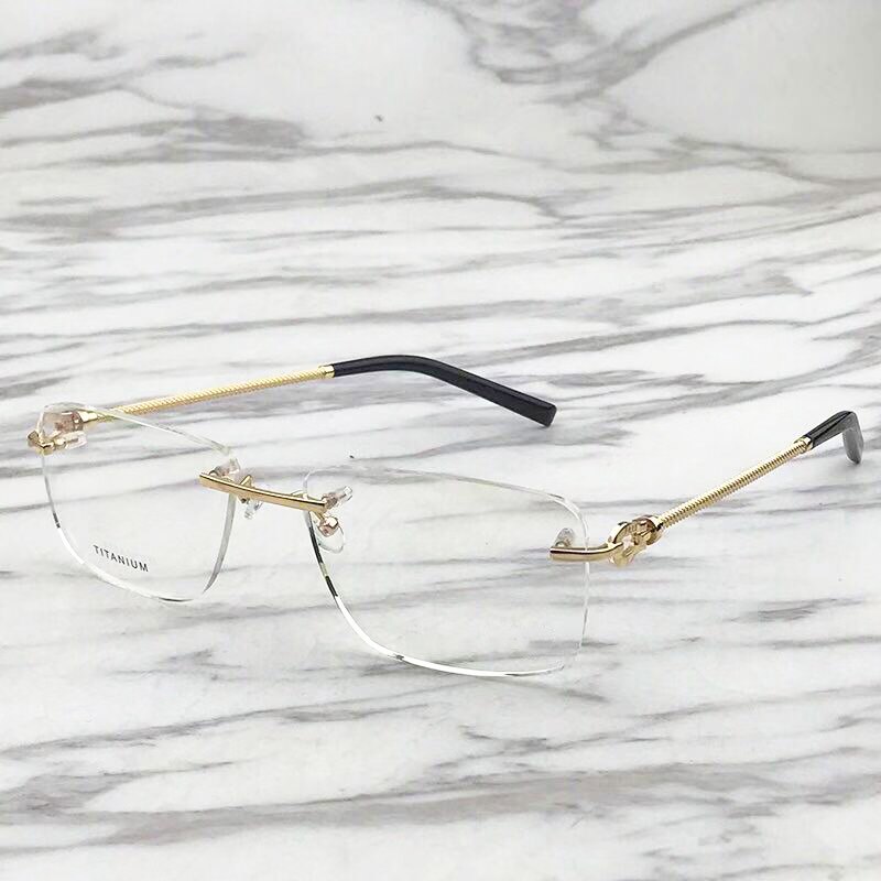 Titanium Brilmontuur Mannen Brillen Frames Mannen Mode Randloze Gouden Bril Top Optische Brillen Recept