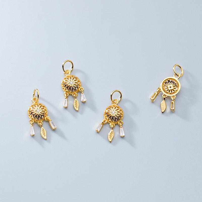 Trustdavis 925 echte sterling silber süßer traumfänger zirkonia charm anhänger handgefertigt diy accessoires  dz54