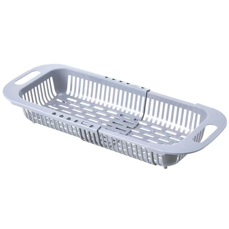 【S】1Pc Intrekbaar gootsteenafvoerrek Plastic gereedschapsrek voor gerechten Huishoudelijke keuken Groenteopbergrek Afvoermand: lichtgroen