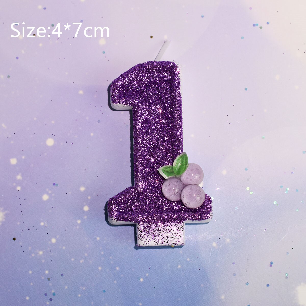 Happy Birthday Child Fruits Purple Grape Candles For Girl Number 0-9 Cake Topper Wedding Decoration Anniversary Party Supplies: 1 Pink