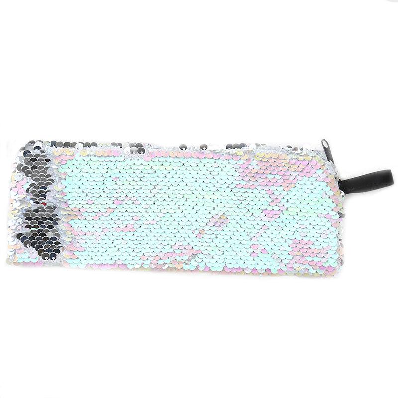 Colorful Pencil Case Reversible Sequin School Supplies Stationery Cute Pencil Box Pencilcase School Tools Pencil Cases: White