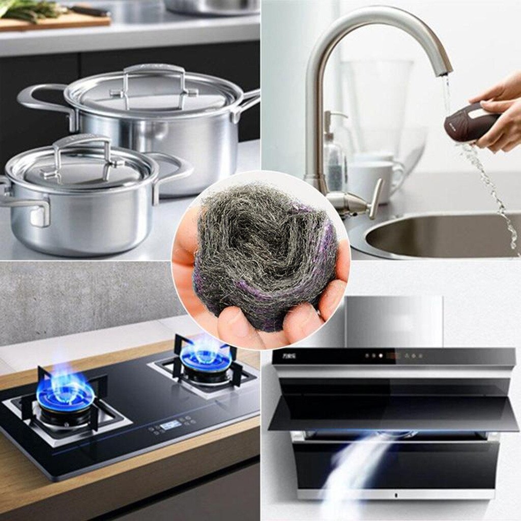 Nettoyeur de tampons de laine en acier | Nettoyeur magique éponge de fer métal décapant de soudure, décapant de maille métallique outils de nettoyage Super détergent de cuisine 1 pièce