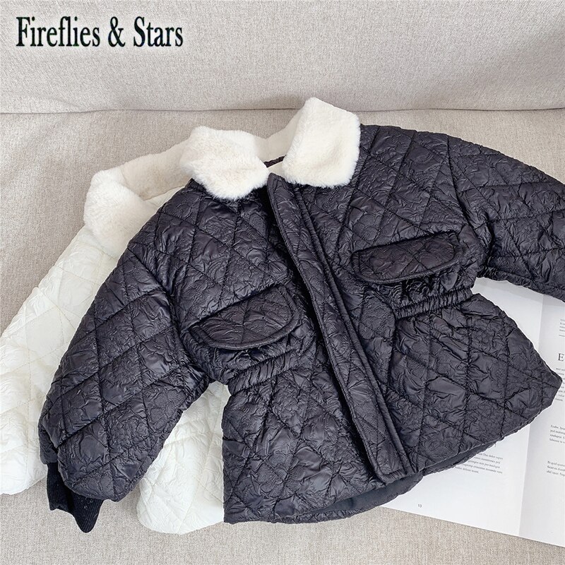 Winter Herfst Meisjes Jas Baby Jas Kinderen Uitloper Kinderen Parka Kleding Katoen Gevoerde Elastische Taille Geplooide Stof 2 Om 9 jr: black / 5T