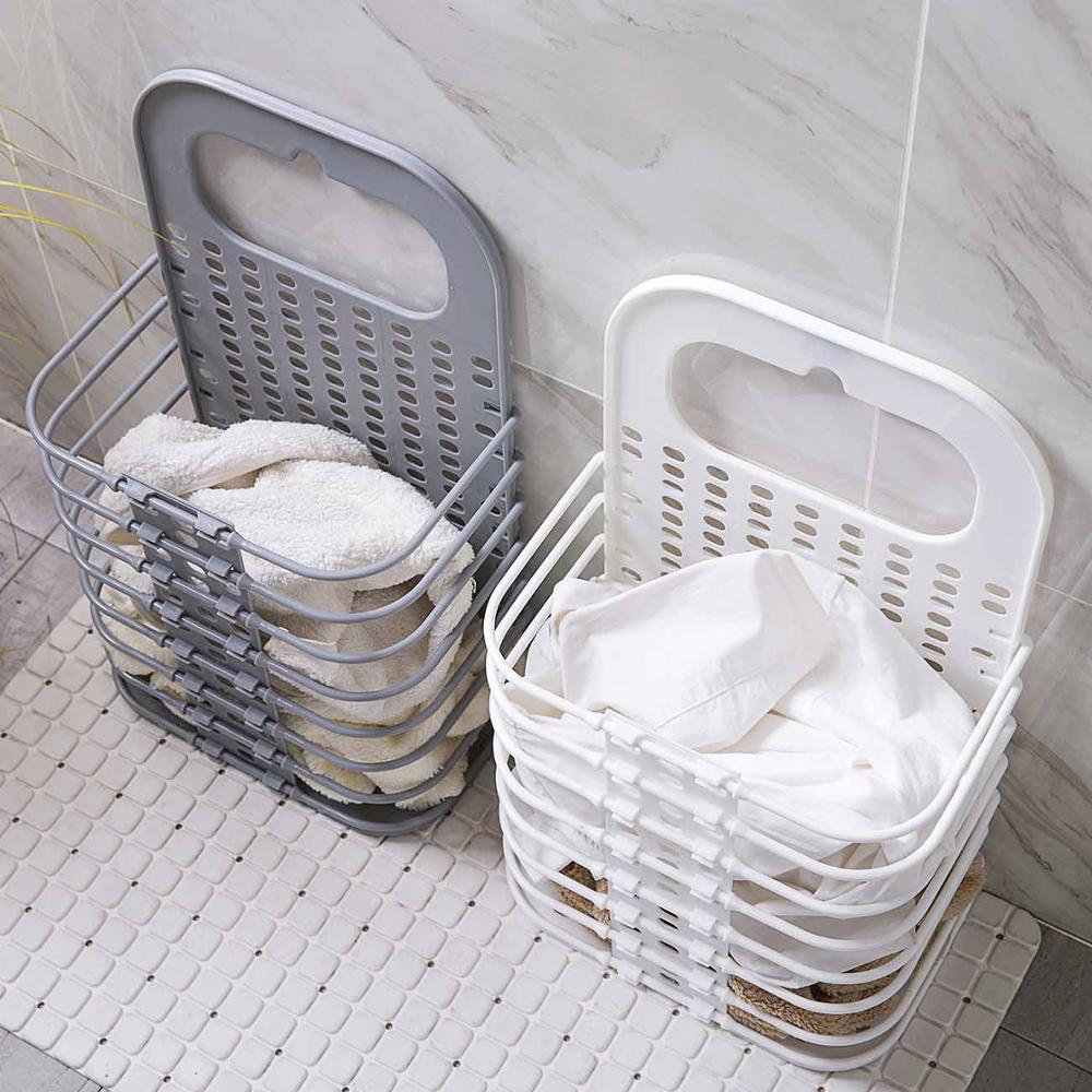 Foldable Laundry Basket Plastic Wall Dirty Clothing Storage Basket Home Portable Large Laundry Hamper Home Organizer Space Save