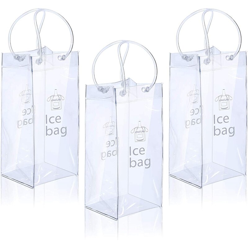 Draagbare Ijs Wijn Zak Wijn Koeltas Pvc Wijn Pouch Tassen Met Handvat Voor Champagne, Koud Bier, Wijn: Sky Blue