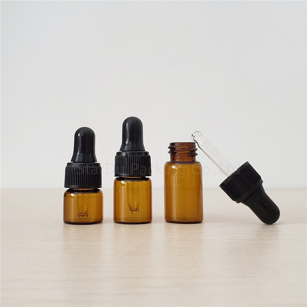 50 Stuks 1Ml 2Ml 3Ml 5Ml Kleine Amber Fles Dropper 1cc Mini Glazen Flacon Met pipet Druppelaar