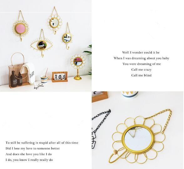 1pc scandinavische make-up kaptafelspiegels haak hangende wandspiegel vrouwen schoonheid make-up spiegels slaapkamer decor opbergrek plank  jl 241