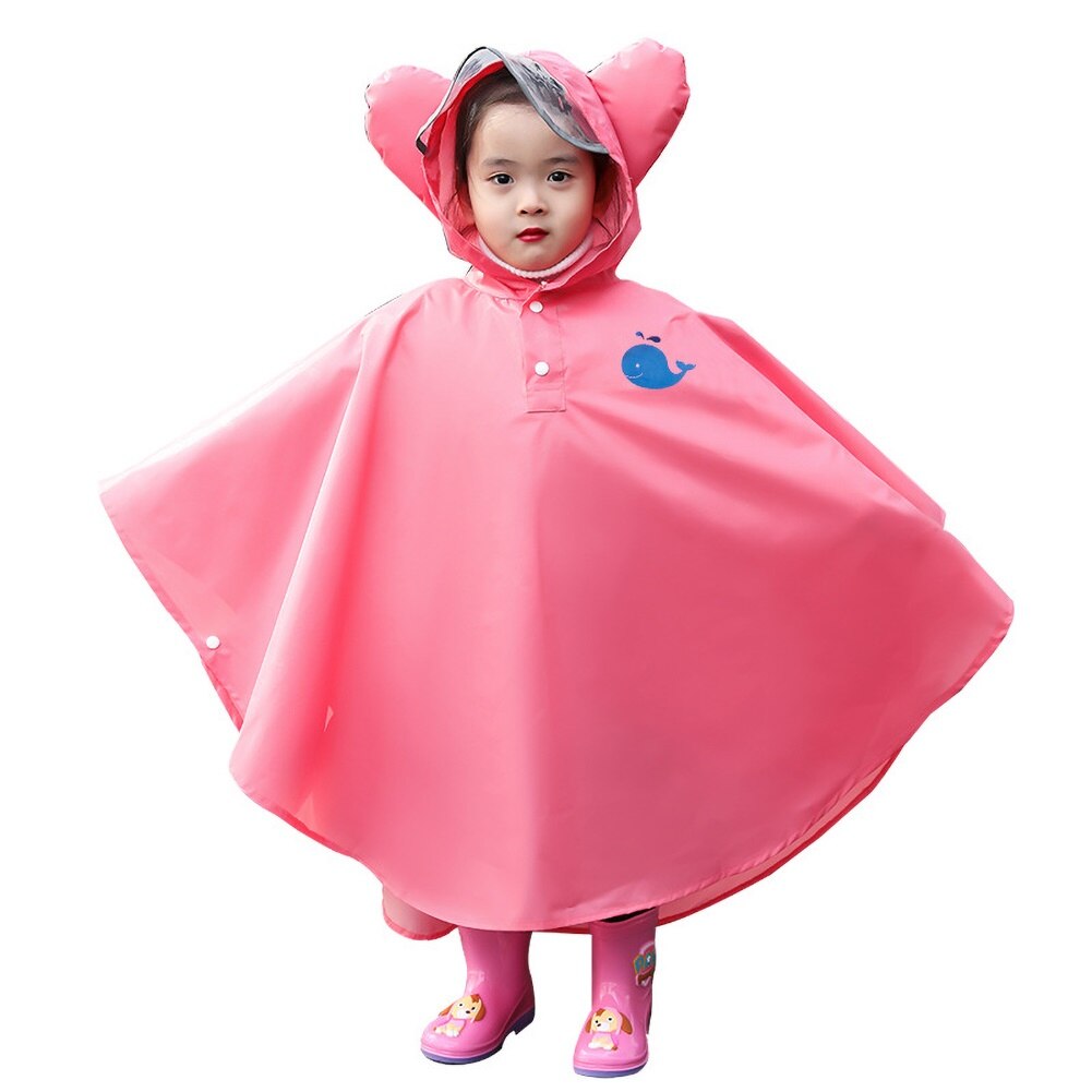 Barn huva jacka regndräkt regn poncho regnkappa överdrag långa regnkläder barn regnjacka gul klar regnjacka ej engångs: Rosa m