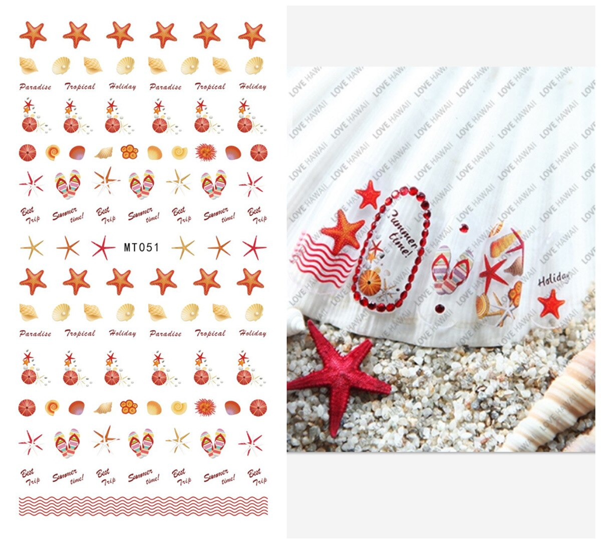 1pcs Nail Art Stickers Flamingo Coconut Tree Adhesive Nail Art Decorations Summer Beach Series Nail Stickers: MP321T51