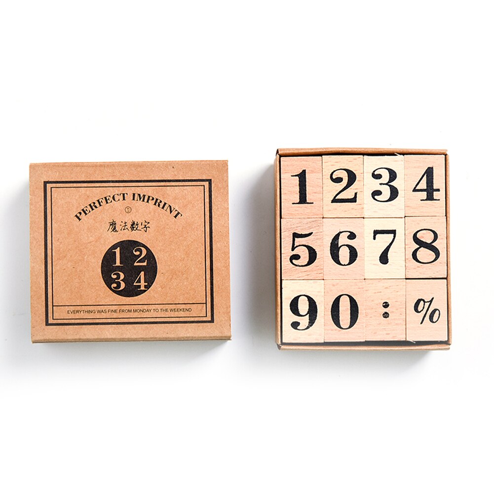Wooden Retro Vintage Month Week Number Planner Stamp Basic Function Series Digital Symbol Stamp DIY Seal Stationery Supplies: Numbers