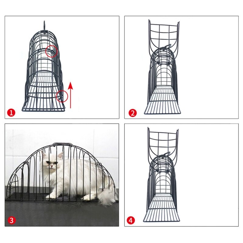 Cage de lavage en métal Anti-griffes pour chaton, 2 portes, léger, douche pour chat, sèche-cheveux, fournitures pour animaux de compagnie