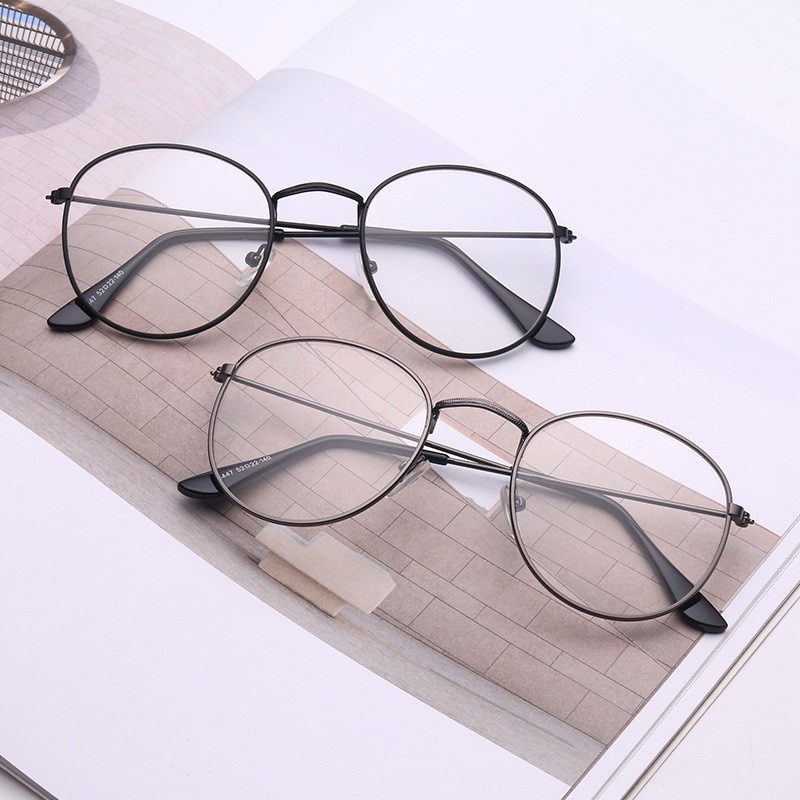 Brilmonturen Metalen Ronde Bril Frame Clear Lens Eyeware Zwart Oog Glas Retro Grote Metalen Lenzenvloeistof Frame Oversized