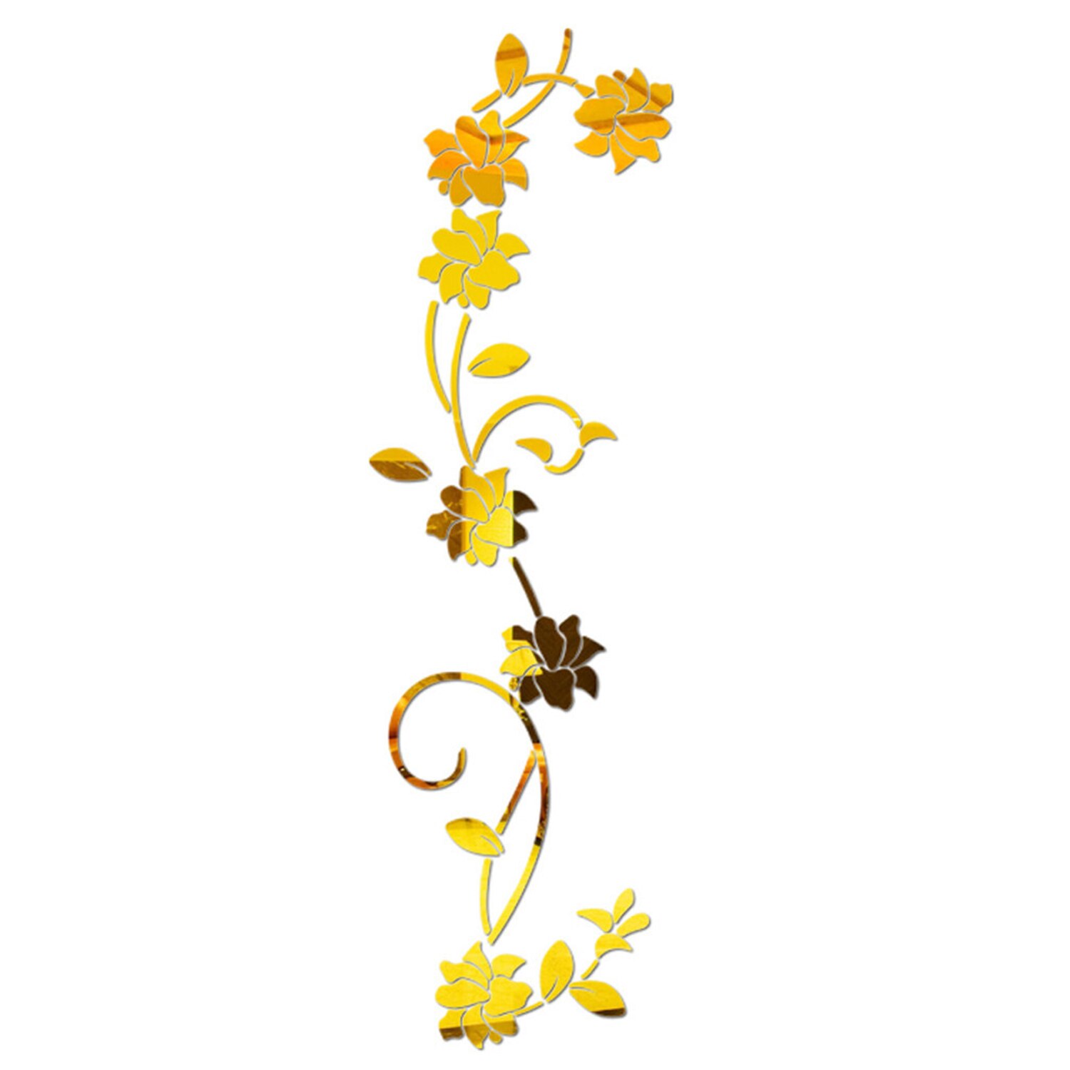 3D Flower Shape Acrylic Wall Sticker DIY Modern Stickers Decoration For Living Room Home: Gold