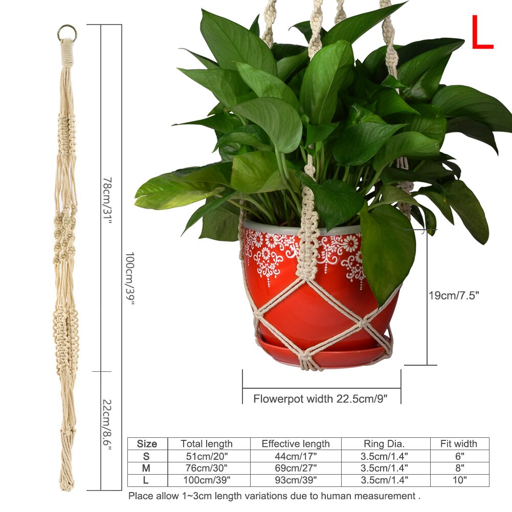 Wituse macrame växthängare krok grytlapp handgjord 100%  bomullssnöre växthängare hängande korghållare enkel/tofs 28 35 46 ": Stil  c 100cm