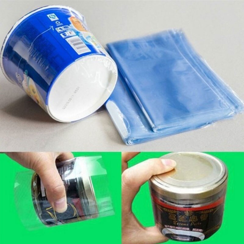 100 PCS PVC Shrink Wrap Bags Clear Membrane Plastic For Soaps Bottles Bath Bombs Packaging Baskets 5 Sizes