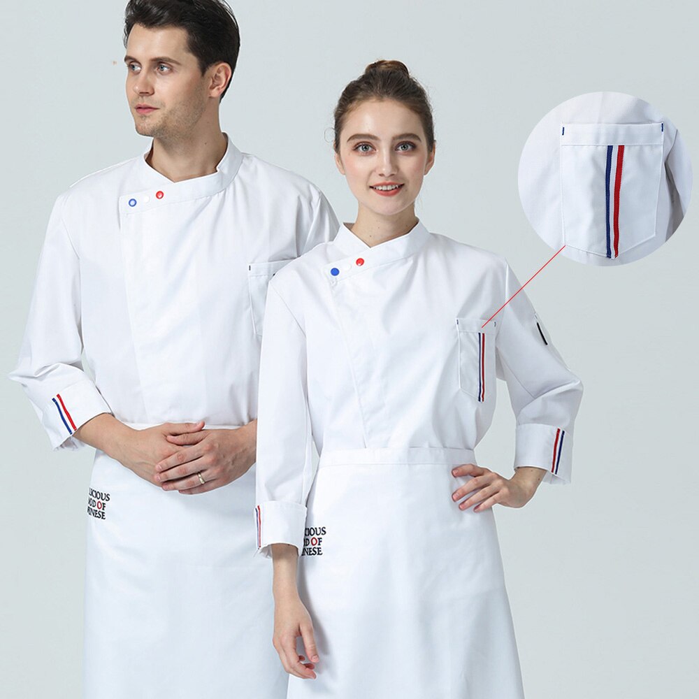 Unisex restaurante uniforme de cocina para Chef camisa transpirable manga larga chaqueta de Chef trabaja ropa para hombres al por mayor de servicio de alimentos de