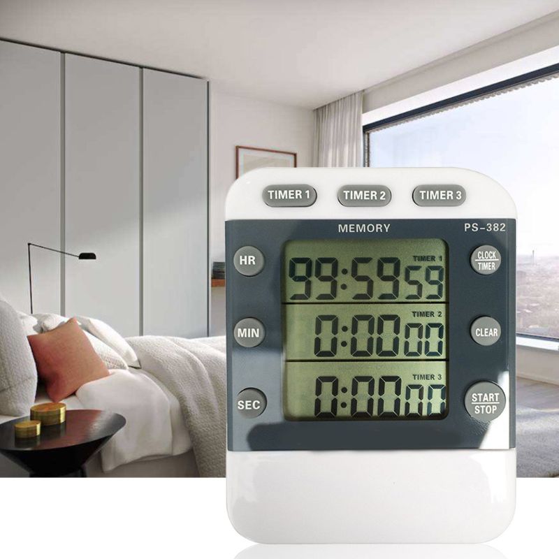 99 Hours 12/24 hour Memory Timer Countdown Reminder 3 Channel Sports Kitchen Timer Count down Timer 3 Groups Timer
